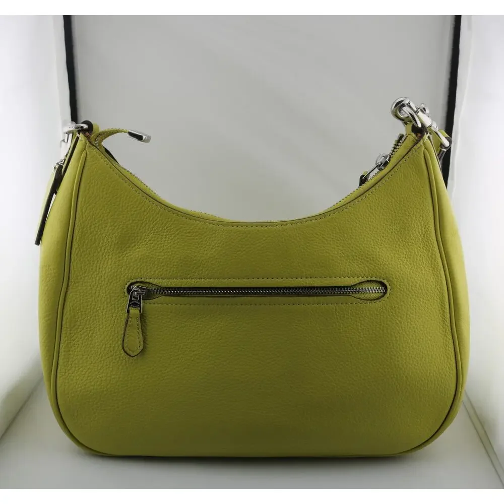 COACH Teri Hobo Pebble Leather Shoulder Bag w/Crossbody Strap - Key Lime Green